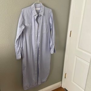 Everlane White/Blue Shirt Dress in Size 4